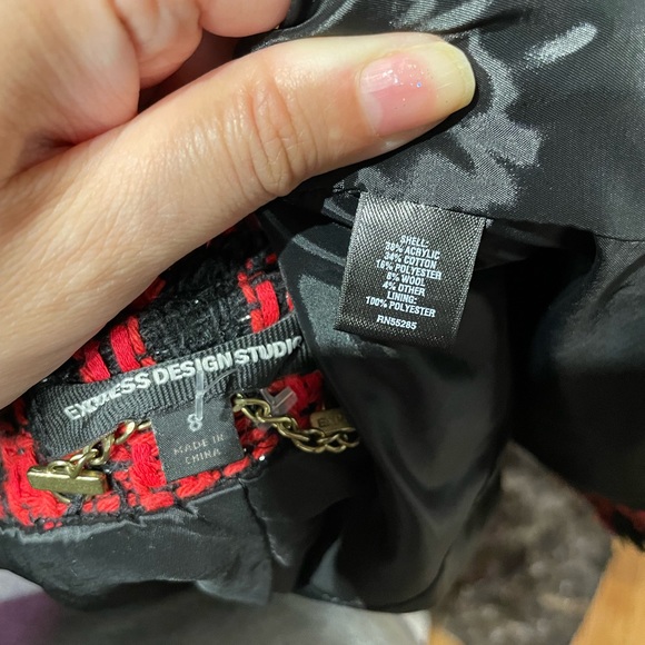 Wool Tweed Textured Houndstooth Plaid print Tomboy Preppy Work Fall Winter VGT - Picture 9 of 9